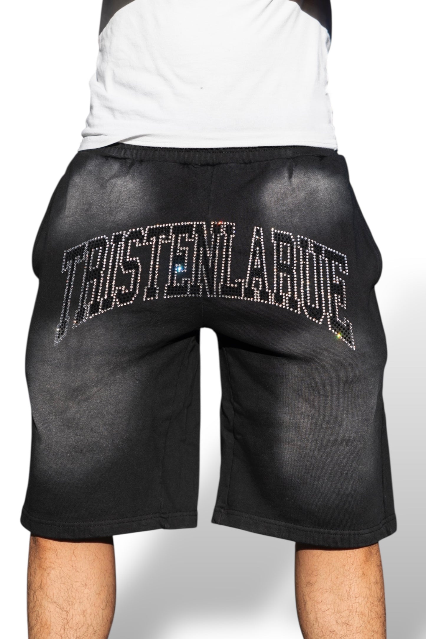 BLACK RHINESTONES SHORTS