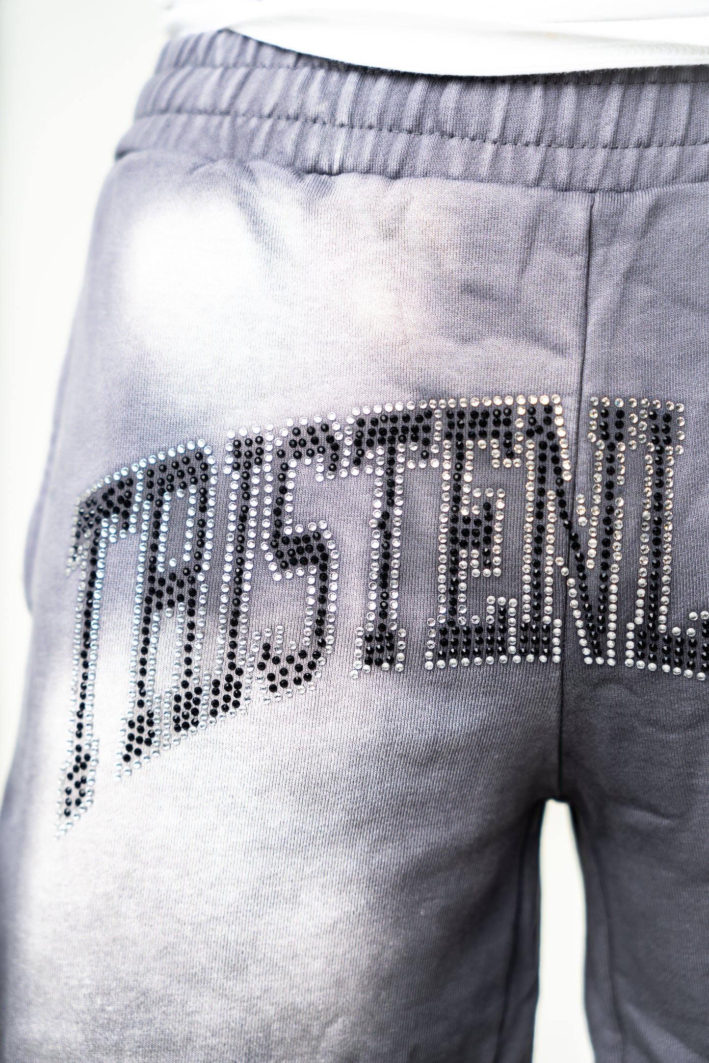 WOLF GREY RHINESTONE SHORTS