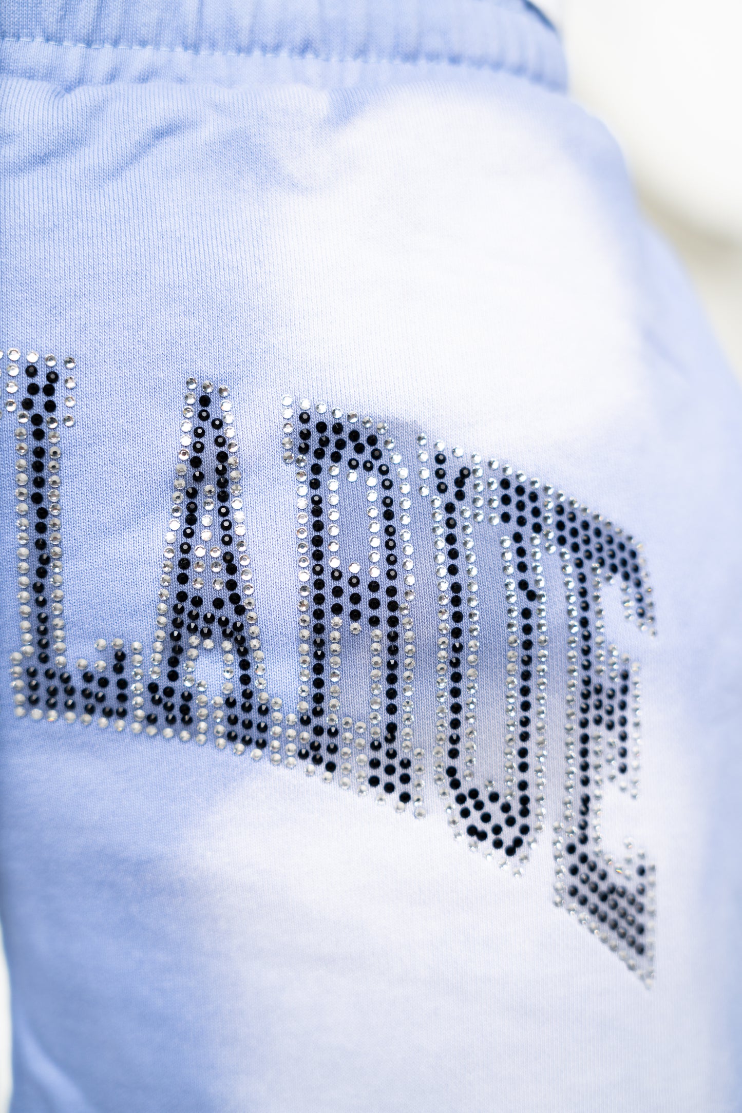 BABY BLUE RHINESTONE SHORTS
