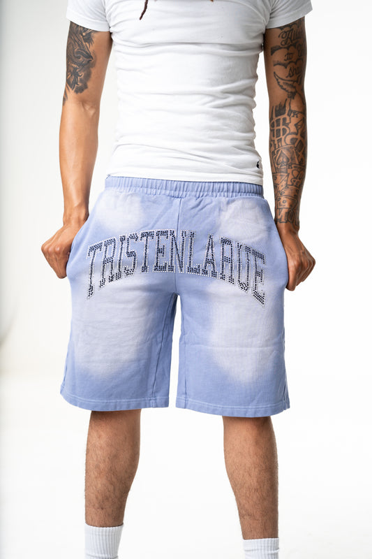 BABY BLUE RHINESTONE SHORTS