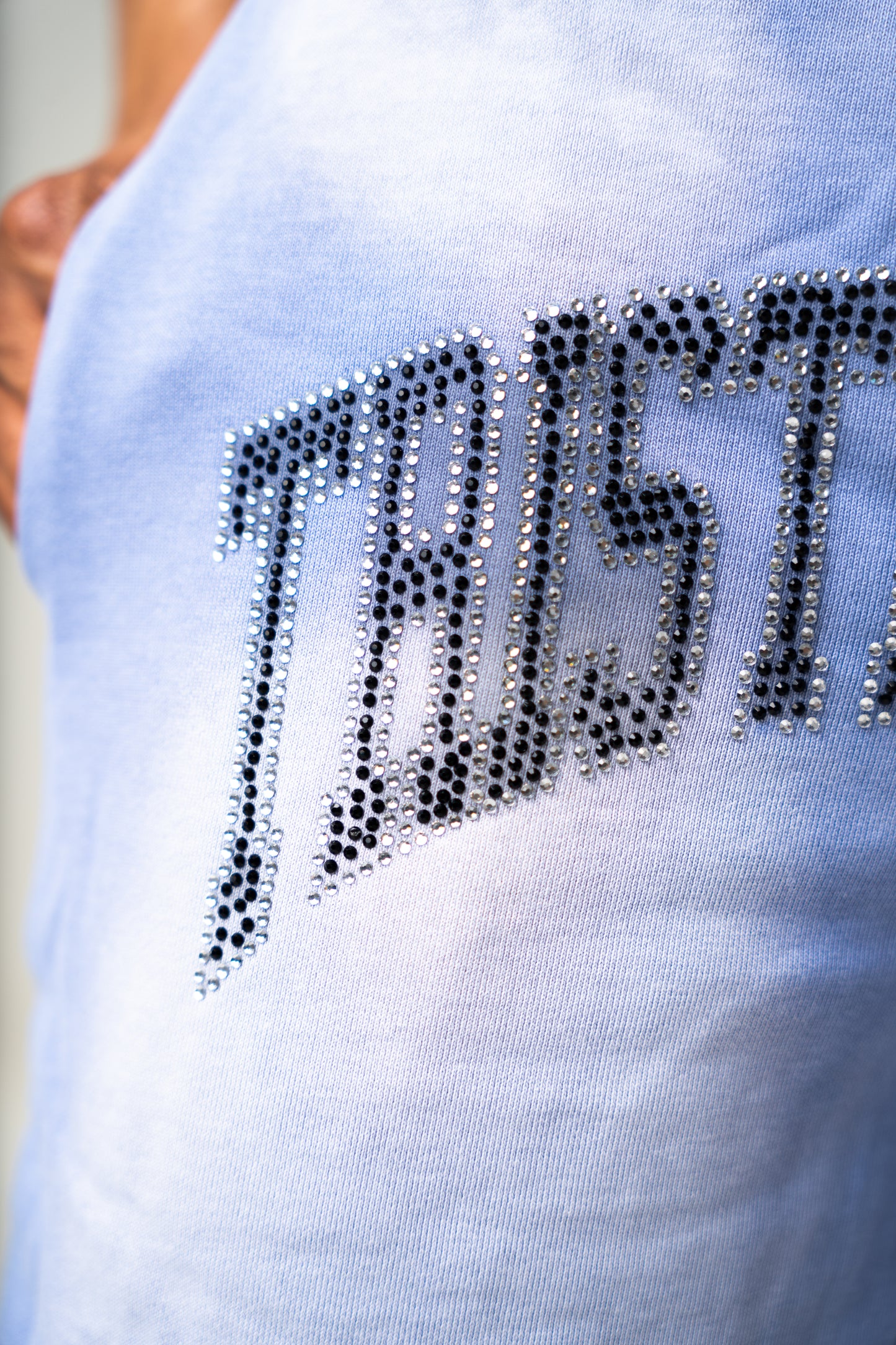 BABY BLUE RHINESTONE SHORTS