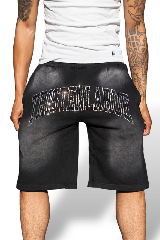 BLACK RHINESTONES SHORTS