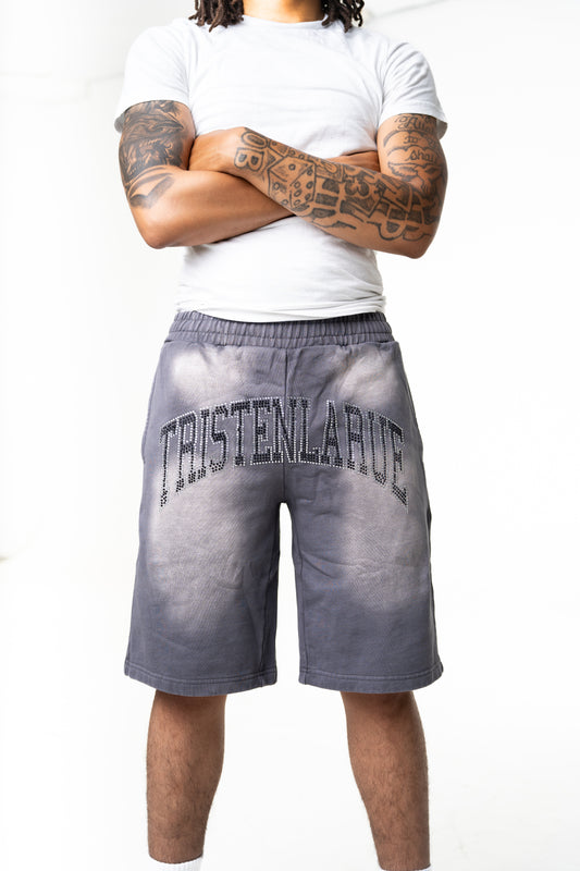 WOLF GREY RHINESTONE SHORTS