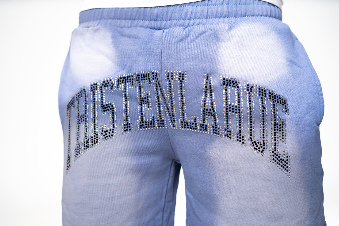 BABY BLUE RHINESTONE SHORTS